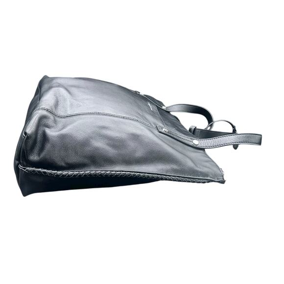 Tommy Bahama Black Leather Tote Bag Zip Top Shoulder Purse - Picture 7 of 15